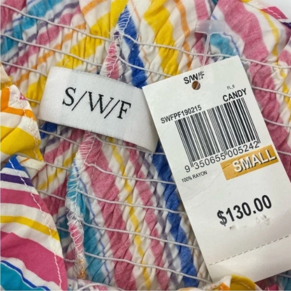 S/W/F Smocked Multicolor Strapless Cropped Tube Top Size Small New with Tag
